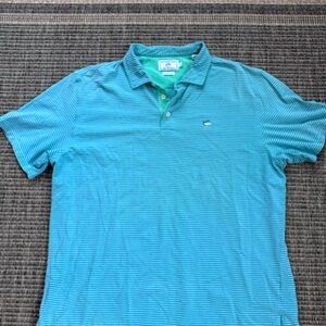 Southern Tide Classic Fit Teal Striped Polo Shirt